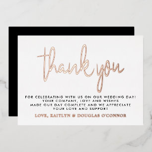 Elegant Script Wedding Thank You Real Foil Invitation