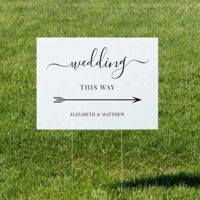 Elegant Script Wedding This Way Directional Sign (Insitu)