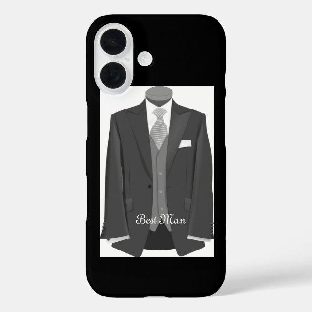 Elegant Script Wedding Tuxedo Suit Best Man Case-Mate iPhone Case (Back)