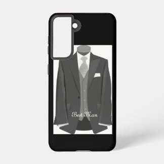 Elegant Script Wedding Tuxedo Suit Best Man Samsung Galaxy S21 Case