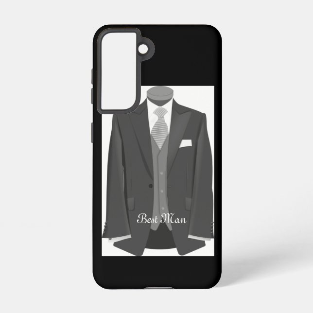 Elegant Script Wedding Tuxedo Suit Best Man Samsung Galaxy Case (Back)