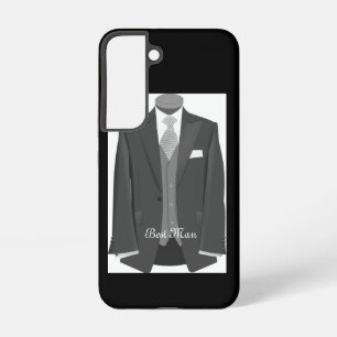 Elegant Script Wedding Tuxedo Suit Best Man Samsung Galaxy S22 Case
