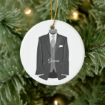 Elegant Script Wedding Tuxedo Suit Groom Ornament<br><div class="desc">This Groom bridal fashion design was created for the modern wedding. It has sleek designer accents and a chic contemporary style.</div>