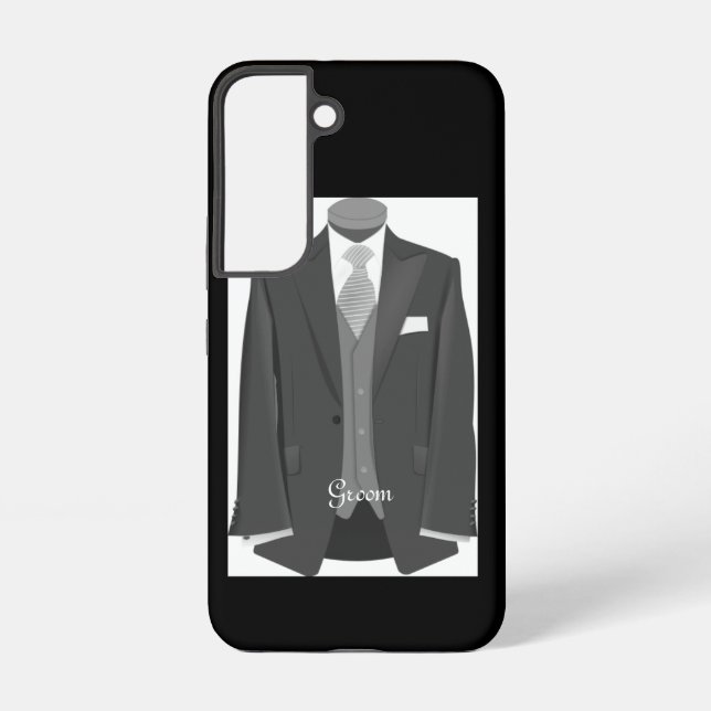 Elegant Script Wedding Tuxedo Suit Groom  Samsung Galaxy Case (Back)