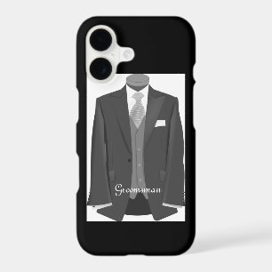 Elegant Script Wedding Tuxedo Suit Groomsman iPhone 17 Case