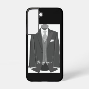 Elegant Script Wedding Tuxedo Suit Groomsman Samsung Galaxy S22 Case
