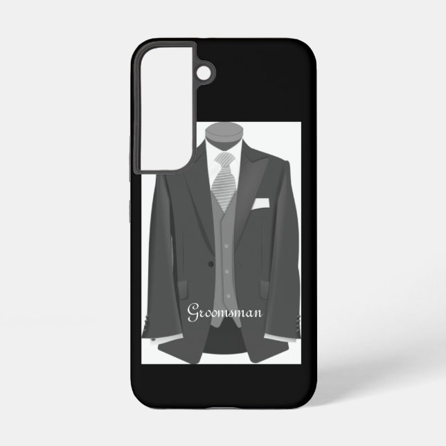 Elegant Script Wedding Tuxedo Suit Groomsman Samsung Galaxy Case (Back)