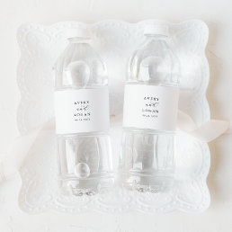 Elegant Script Wedding Water Bottle Label