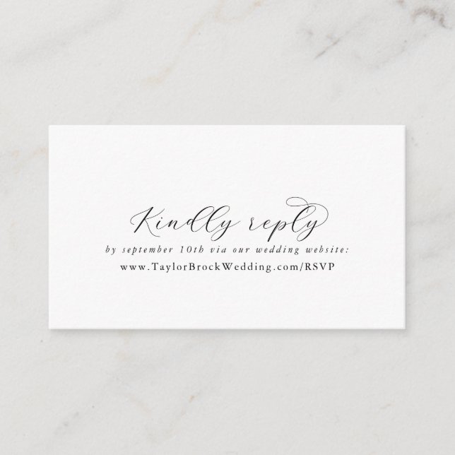 Elegant Script Wedding Website RSVP Enclosure Card (Front)
