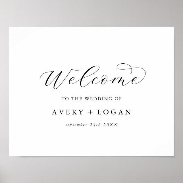Elegant Script Wedding Welcome Poster (Front)