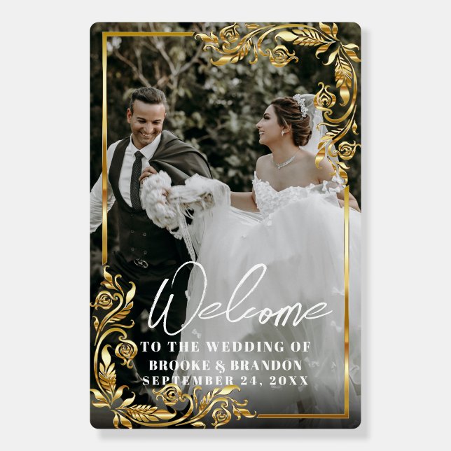 Elegant Script Wedding Welcome Sign (Front)