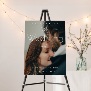 Elegant Script Wedding Welcome Sign   Modern Photo