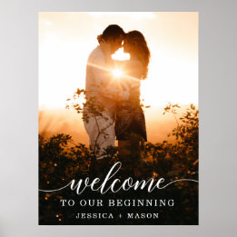 Elegant Script Wedding Welcome Sign Printed Poster