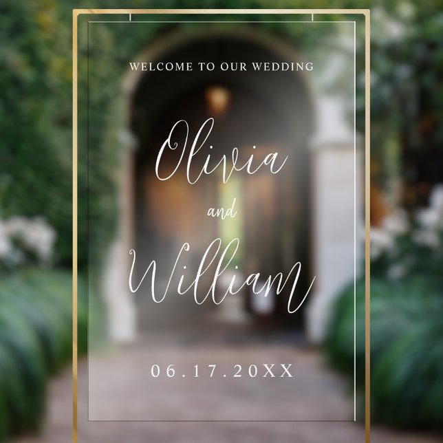 Elegant Script Wedding Welcome Transparent Acrylic Sign (Creator Uploaded)