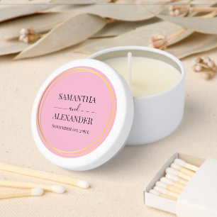 Elegant script wedding white pink minimalist plain mini candle favors
