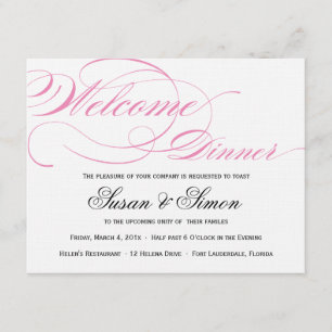 Elegant Script Welcome Dinner Invitation Pink