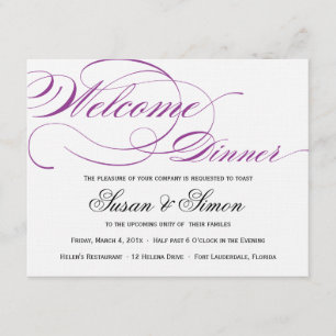 Elegant Script Welcome Dinner Invitation Purple