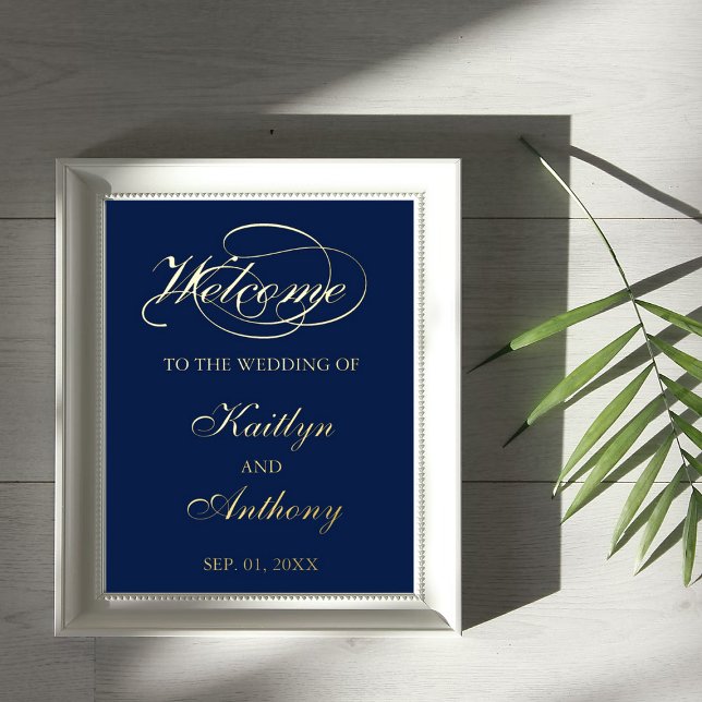 Elegant Script "Welcome" Real Foil Wedding Sign (Creator Uploaded)