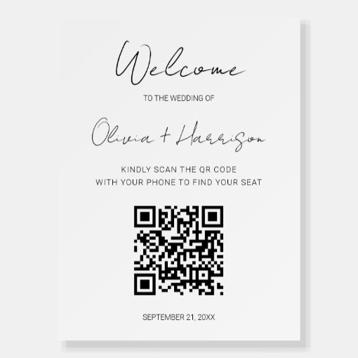 Elegant Script Welcome Seating Chart QR Code Sign | Zazzle