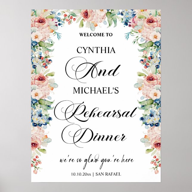 Elegant Script 'Welcome to our Rehearsal Dinner'  Poster (Front)
