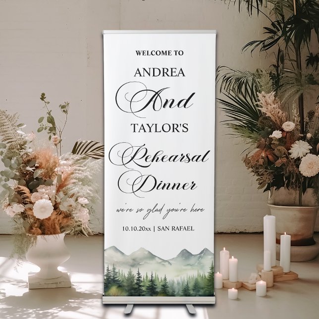 Elegant Script 'Welcome to our Rehearsal Dinner' Retractable Banner (Creator Uploaded)