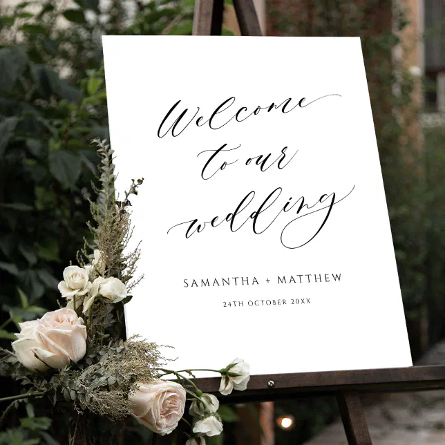 Elegant Script Welcome to our Wedding Sign | Zazzle