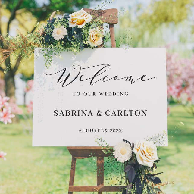 Elegant Script Welcome Wedding Sign Canvas (Creator Uploaded)