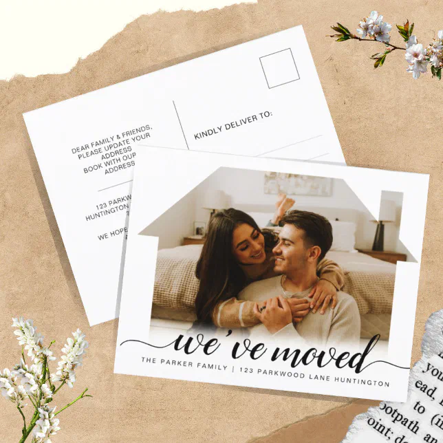 Elegant Script We've Moved New Home Photo Moving Announcement Postcard ...