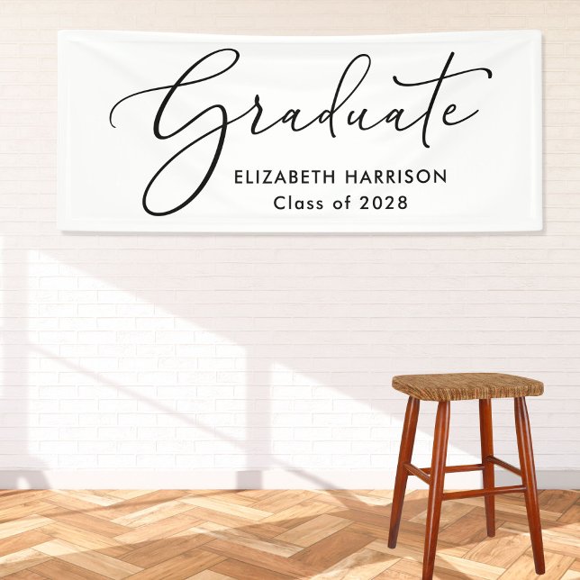 Elegant Script White Graduation Banner (Creator Uploaded)