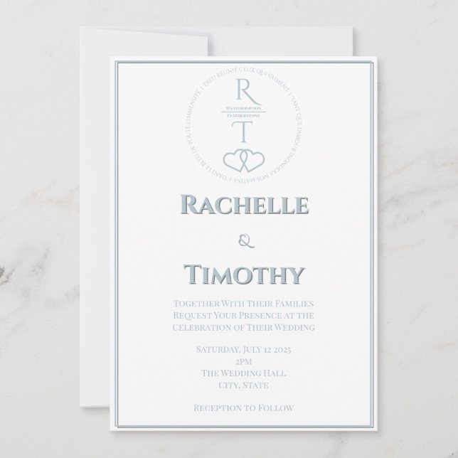 Elegant Script White Gray Editable Wedding Invitation (Front)