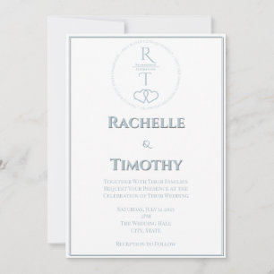 Elegant Script White Gray Editable Wedding Invitation