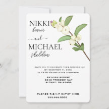 Elegant Script White Lotus Flower Buds Wedding