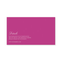 Elegant Script White & Magenta Wedding Details 