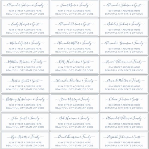 Elegant Script White Navy Wedding Guest Address  Sticker