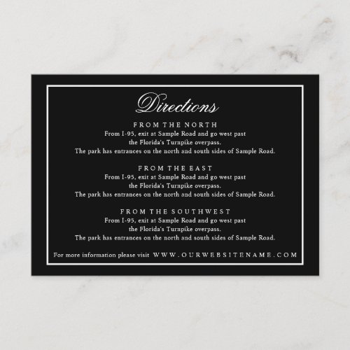 Elegant Script White on Black Wedding Enclosure