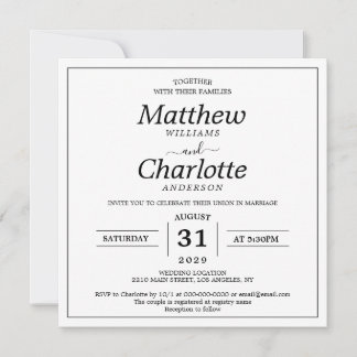 Elegant Script White Wedding Digital Printable Invitation