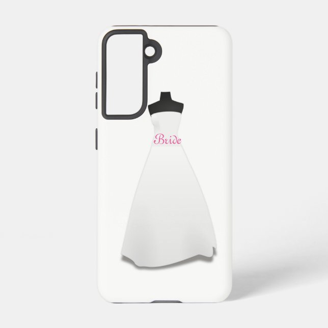 Elegant Script White Wedding Dress Bride  Samsung Galaxy Case (Back)