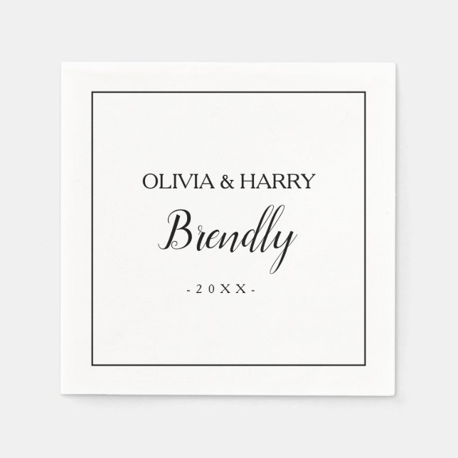 Elegant Script | White Wedding Paper Napkin (Front)