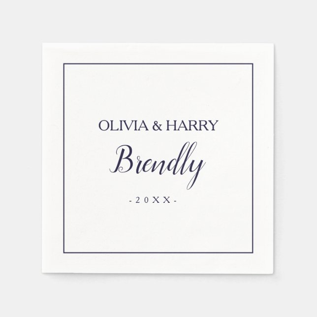 Elegant Script | White Wedding Paper Napkin (Front)