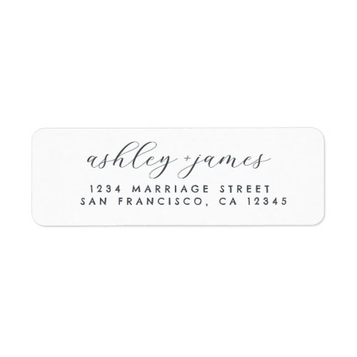 Elegant Script White Wedding Return Address Label