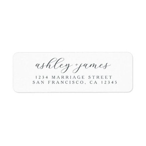 Elegant Script White Wedding Return Address Label