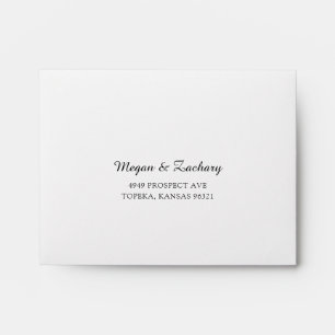 Elegant Script White Wedding Return Address RSVP Envelope