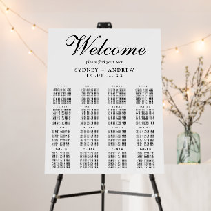 Elegant Script White Wedding Seating Chart Foam Board