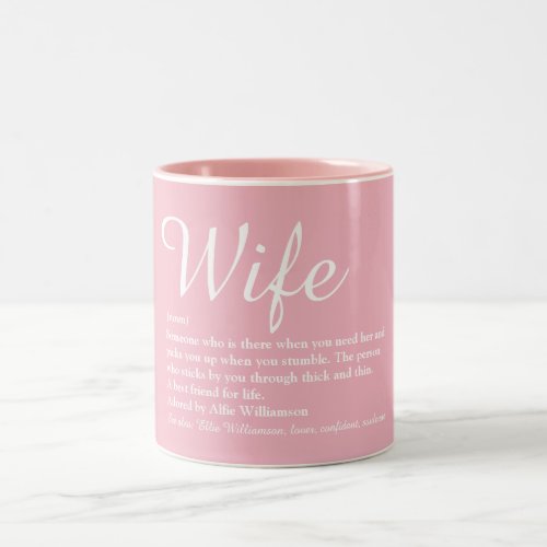 Elegant Script Wife Definition Girly Pink Fun Two_Tone Coffee Mug