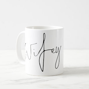 Elegant Script Wifey Bride Name Black White Coffee Mug
