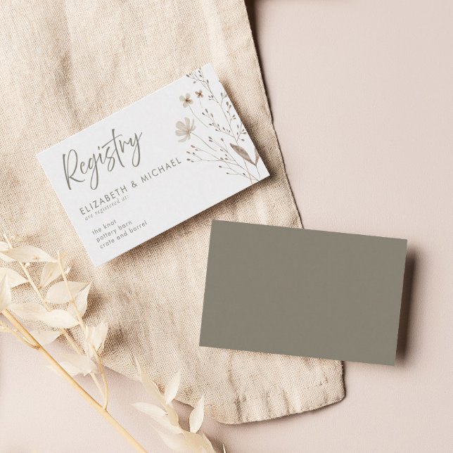 Elegant Script Wildflower Wedding Registry | Enclosure Card (Creator Uploaded)