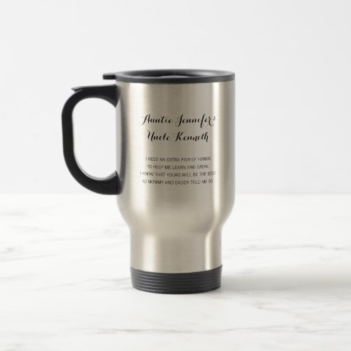 Elegant Script Will You Be My Godparents Travel Mug