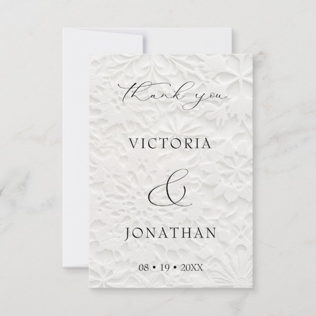 Elegant Script Winter Wedding Thank You Card (Front)