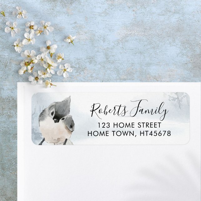 Elegant Script Winter Woodland Bird Address Label (Elegant Script Winter Woodland Bird Address Label)