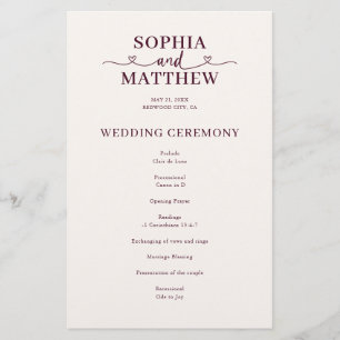 Elegant Script with Heart Wedding Program